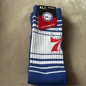 Men’s PKWY Philadelphia 76ers Crew  Socks Size XL Fits Shoe 13-16 Classic Fit